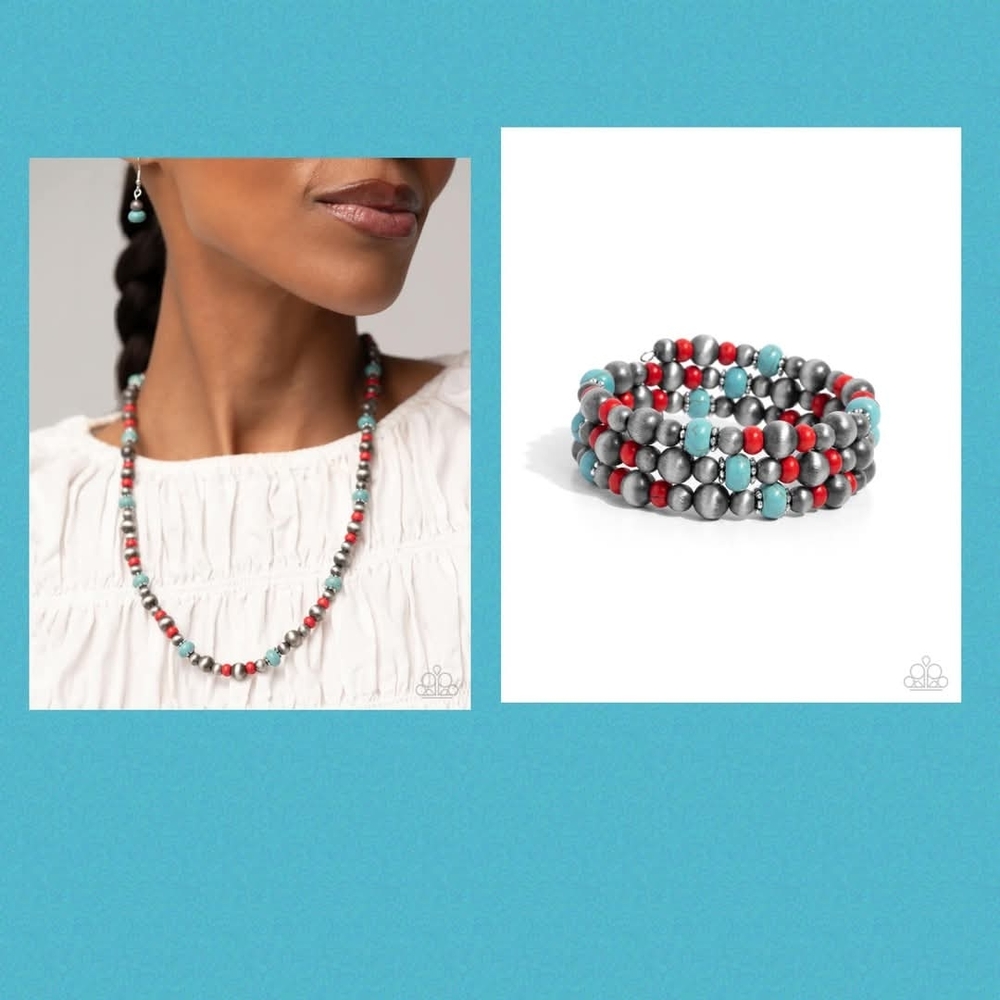 Elegant Multicolor Turquoise Beaded Necklace and Bracelet Set